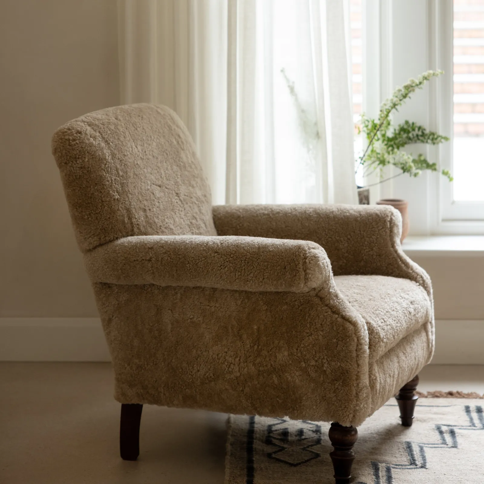 Tetrad Merino Armchair Auckland Short Hair, Neutral Fabric | Barker & Stonehouse 5