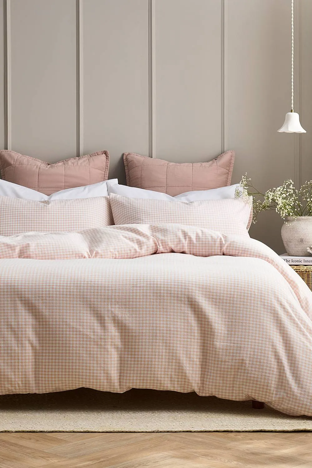 CHRISTY 'Gingham Yarn Dye' Textured Airy Yarn Dye Cotton Duvet Cover Set in Pink 4