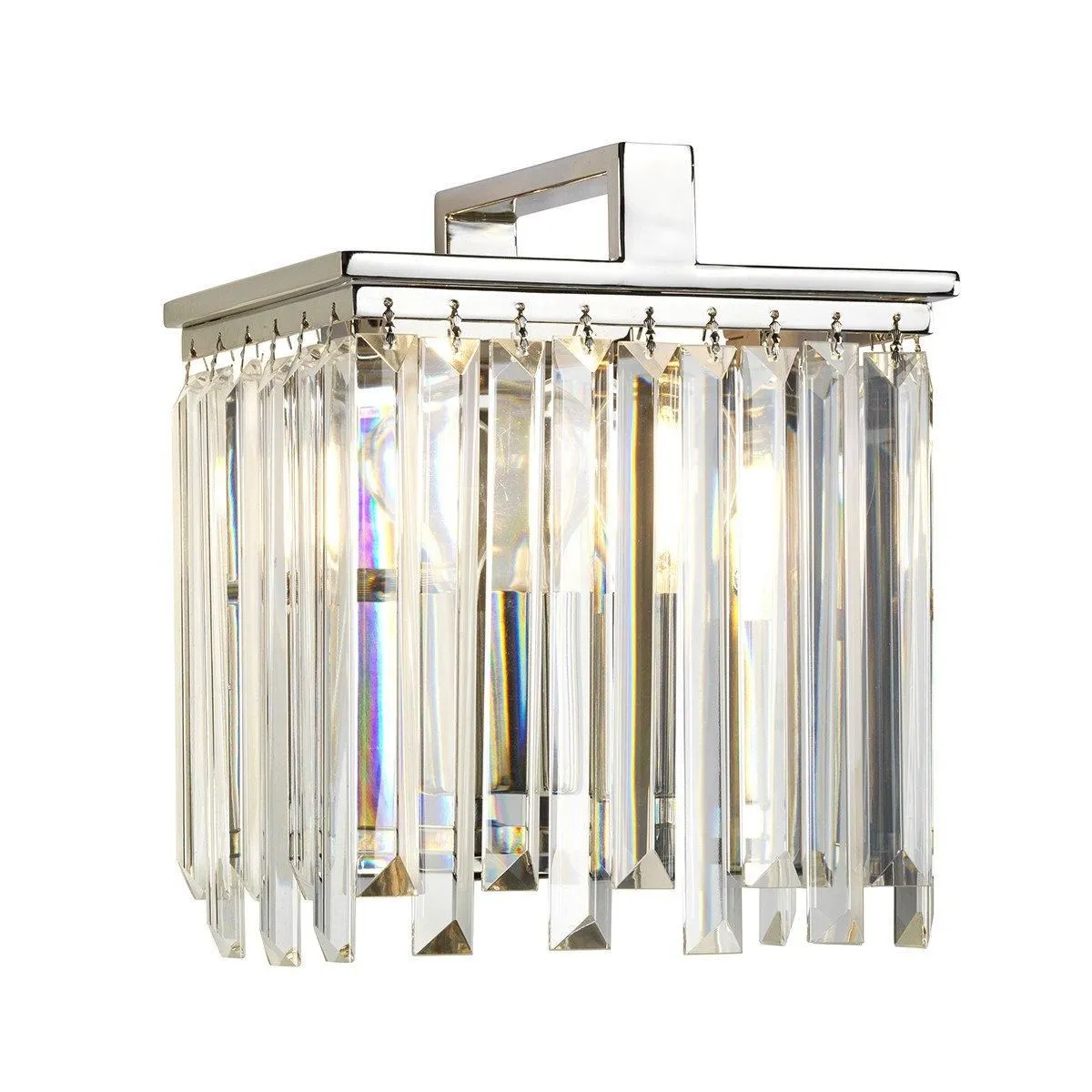 Netlighting Aries 1 Light Polished Nickel Crystal Wall Light in Clear