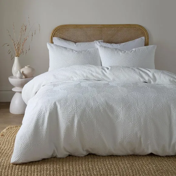 Serene Embossed Geo Duvet Cover & Pillowcase Set 1