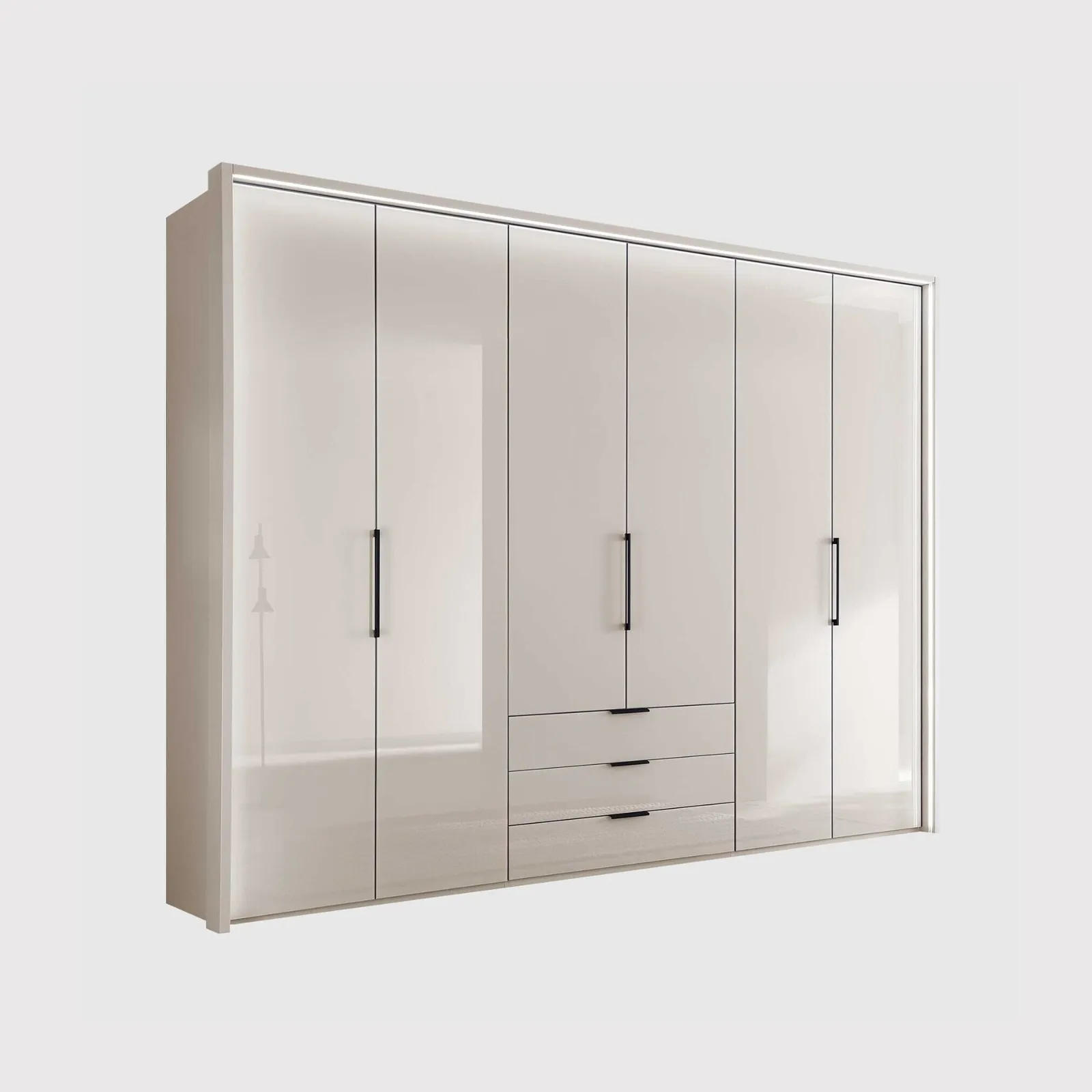 Templin 2000 6 Glss Door Combi Wardrobe, Neutral | Barker & Stonehouse 1
