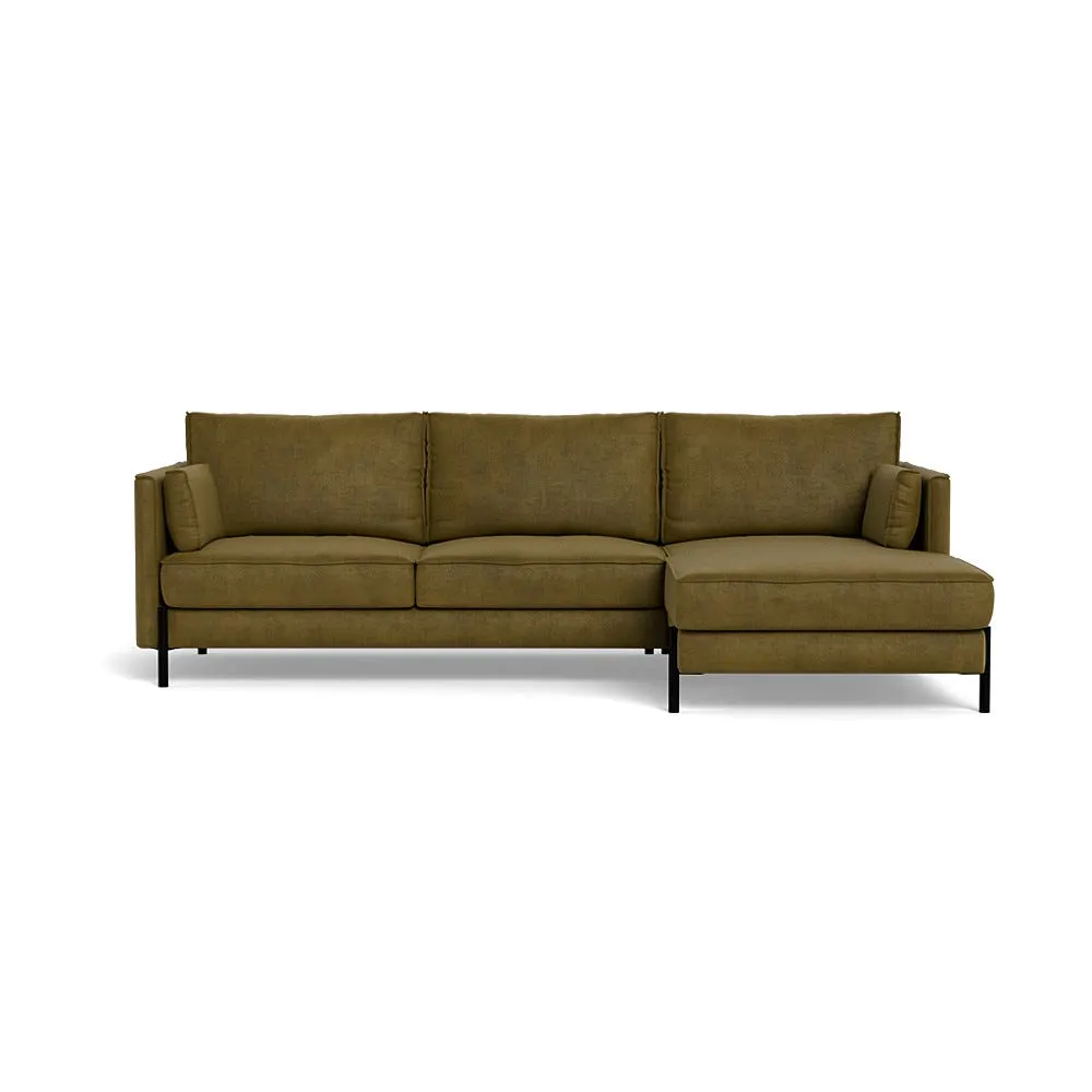 Heal's Tortona Right Hand Facing Corner Sofa Smart Luxe Velvet Peridot Black Feet 1
