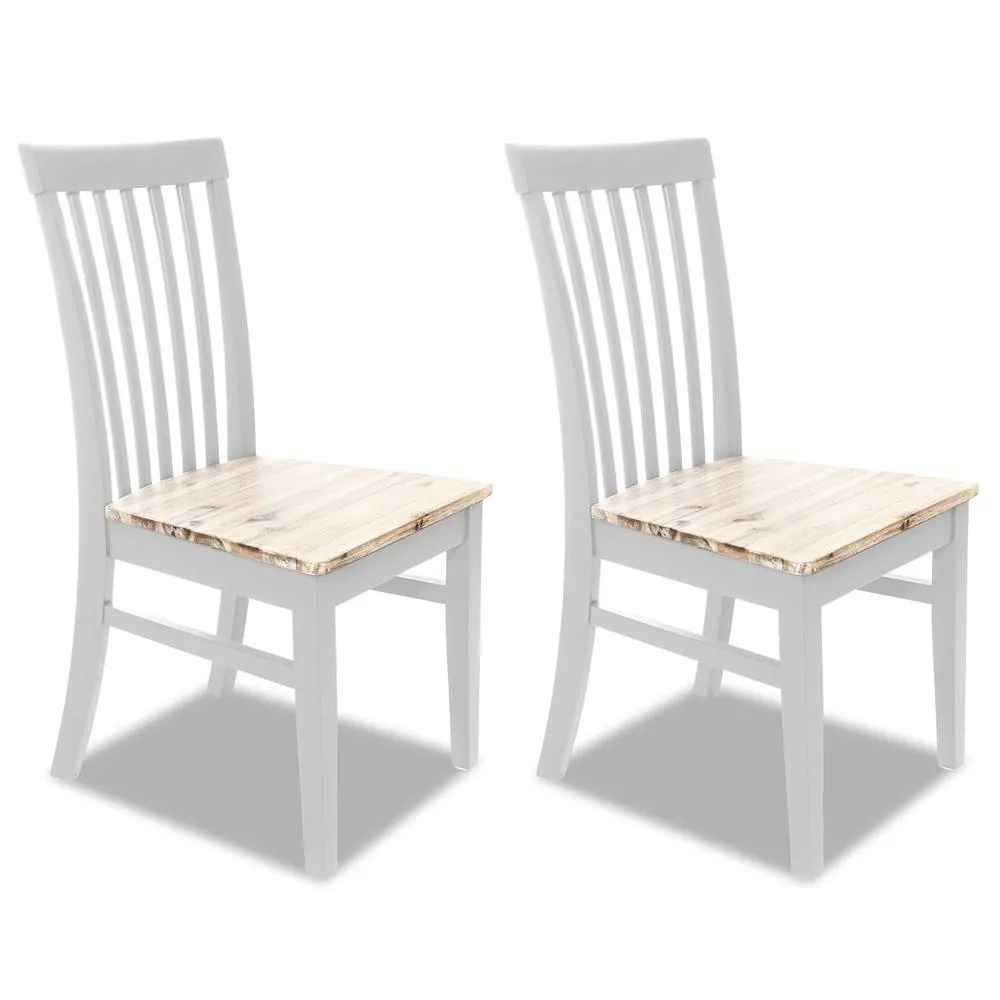Statement Furniture Florence Highback Wooden Seat Chairs Set of 2 in White