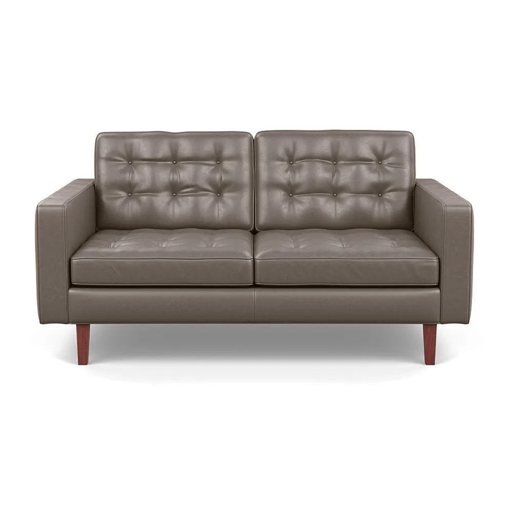 Heal's Hepburn 2 Seater Daino Leather Elephant Walnut Feet 1