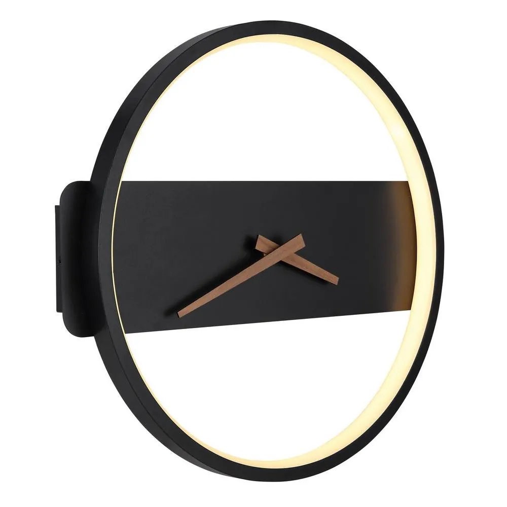 Netlighting Sussy Clear Integrated LED Wall Lamp Matt Black LED 3000K Clock