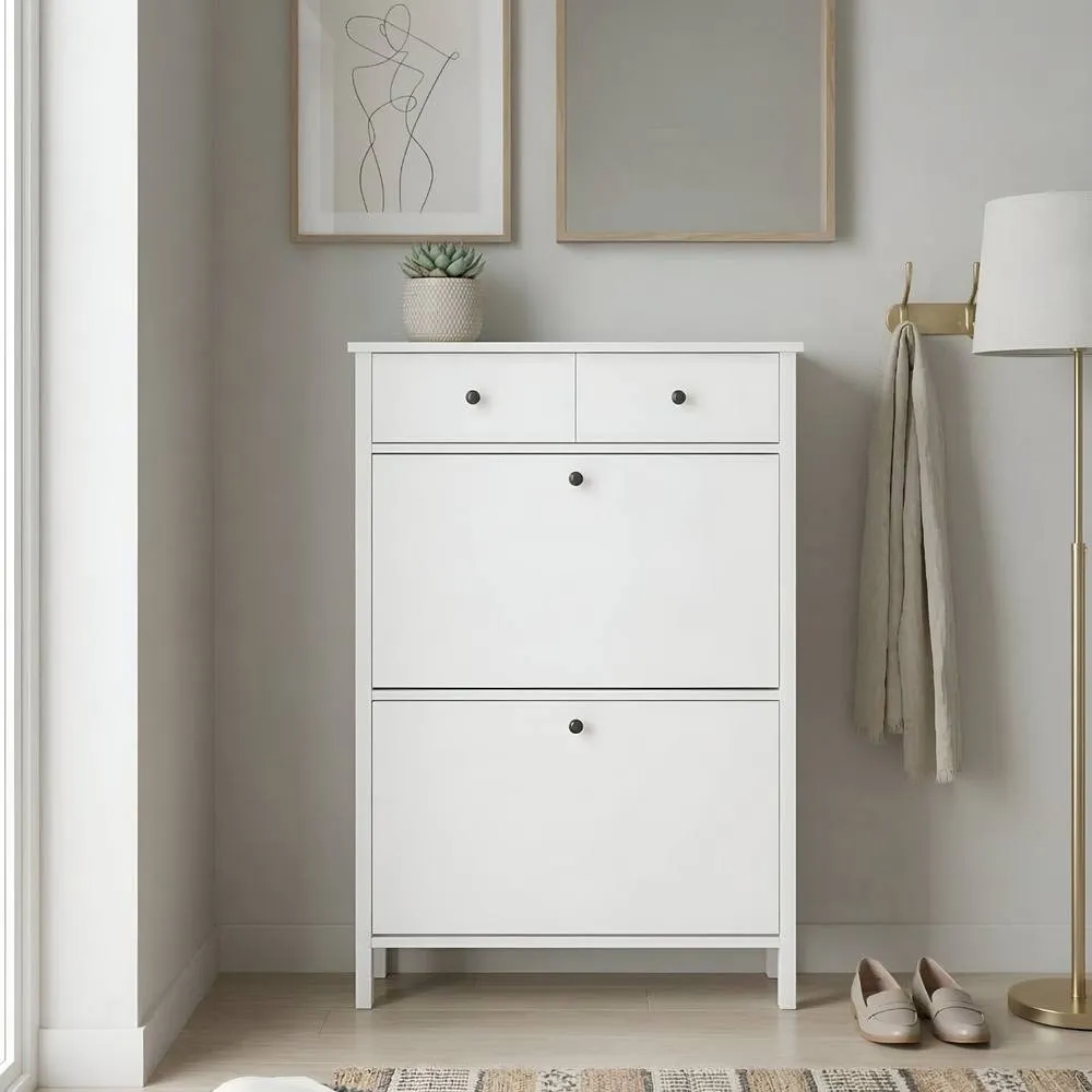 Nöa and Nani Kira White Shoe Cabinet - Slim Shoe Rack for Hallway & Entryway 3