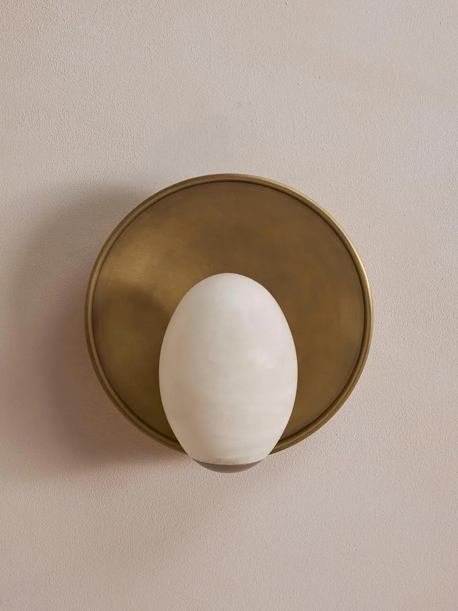 Avena Wall Light, Alabaster Globe