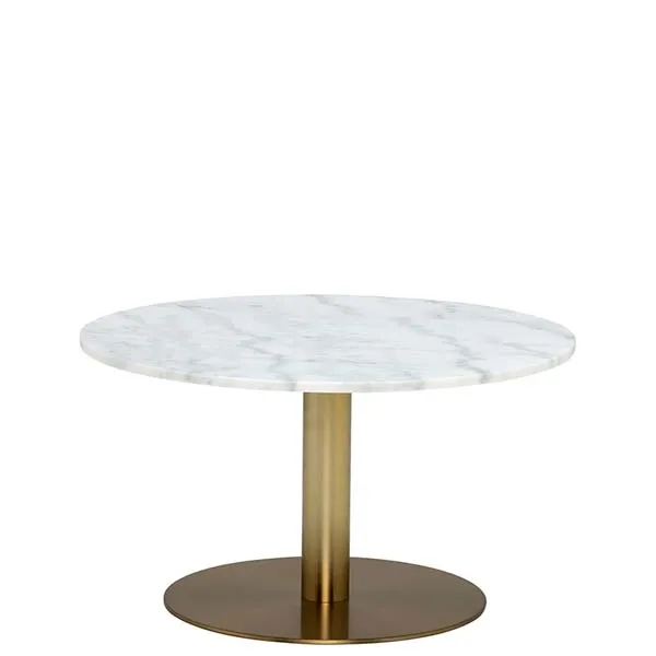 Apollo Coffee Table In White Marble & Brushed Brass Metal Base