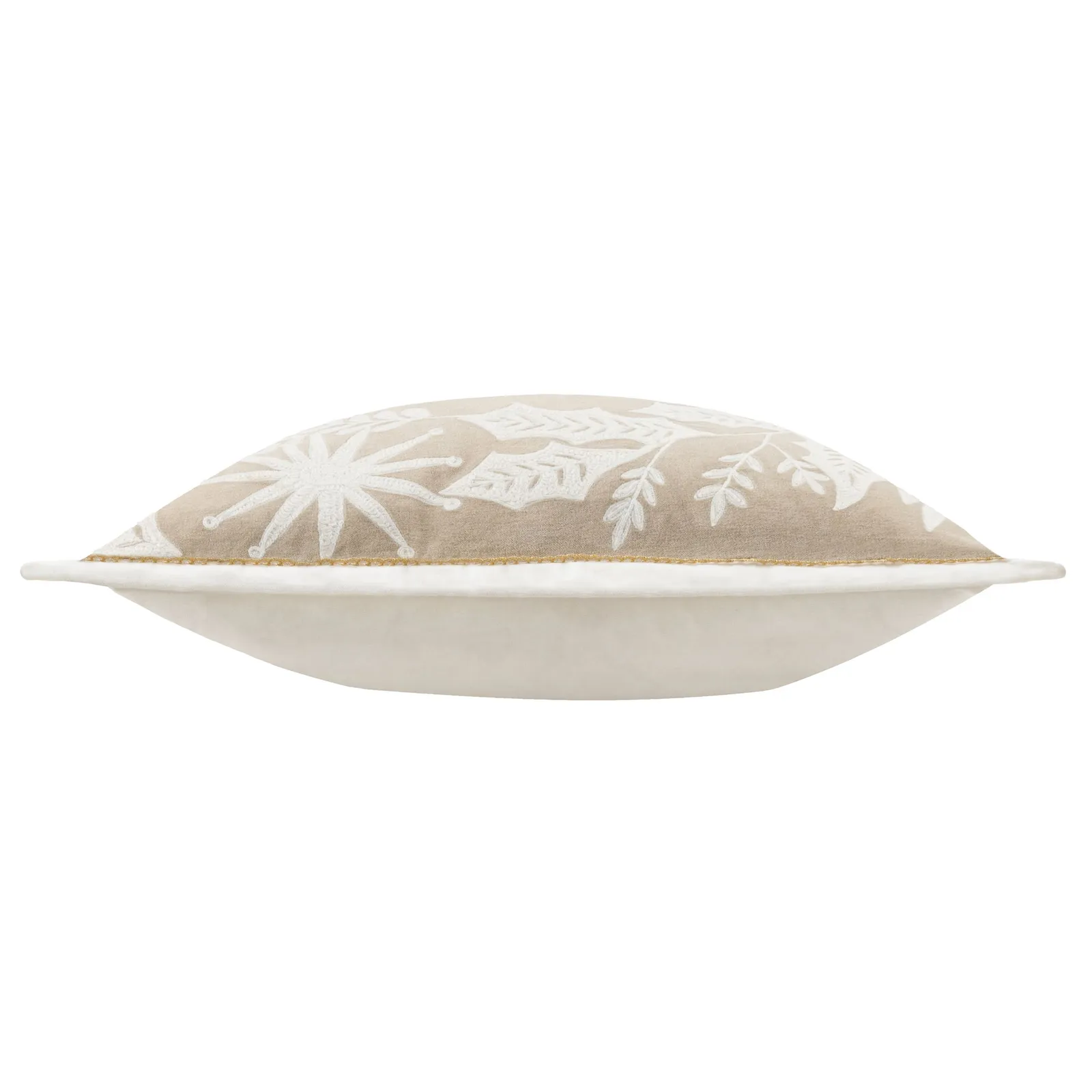 Paoletti Winter Warmest Wishes Embroidered Cushion in Beige 4