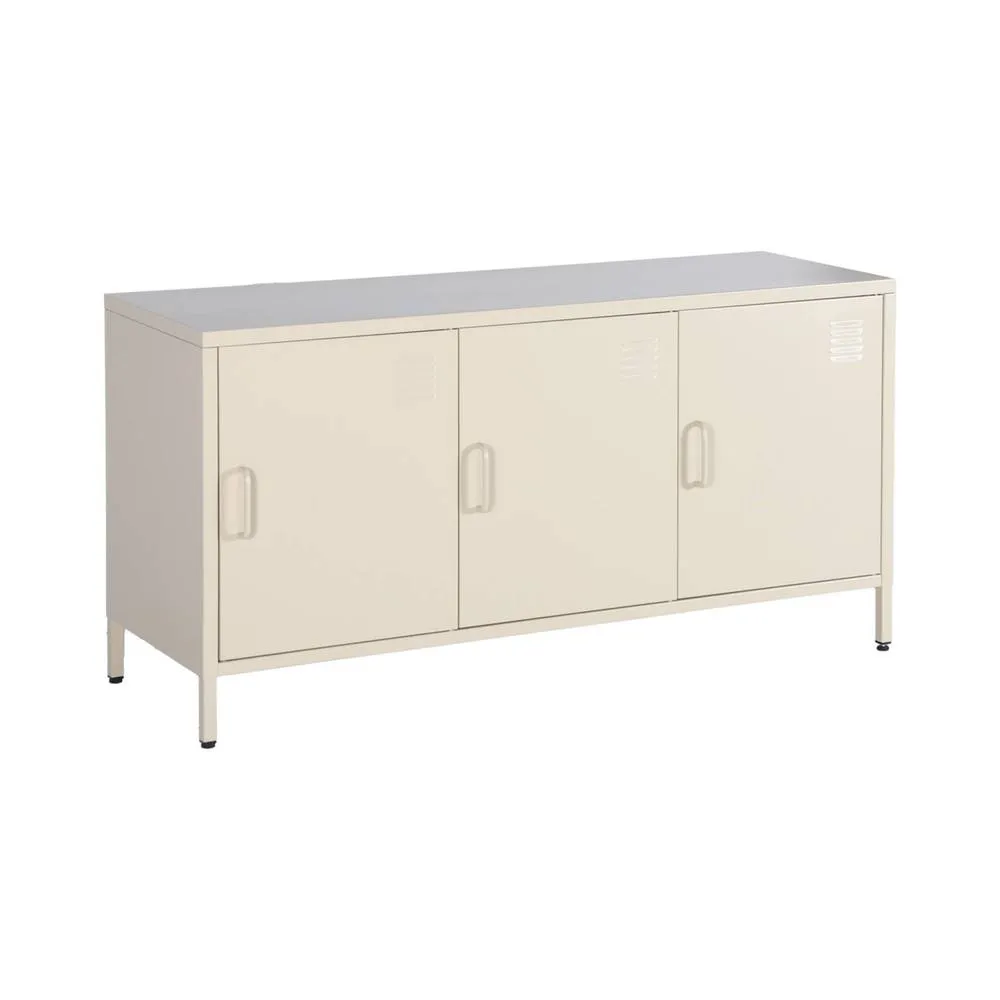 sweeek Industrial Metal TV Stand with 3 Doors 120cm in Cream 2