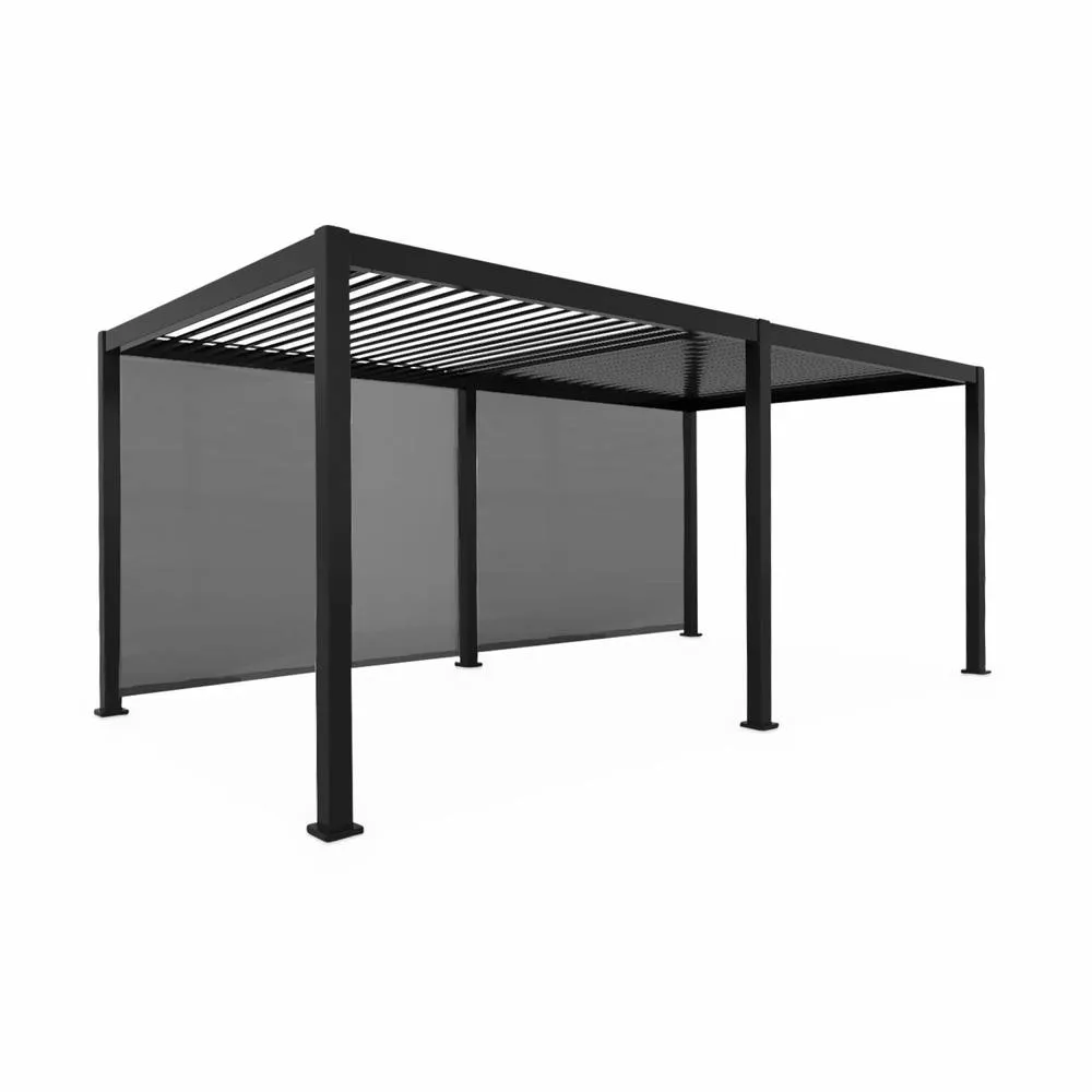 sweeek Louvered pergola aluminium 6 x 3m & 2 3m blinds in Dark Grey 5