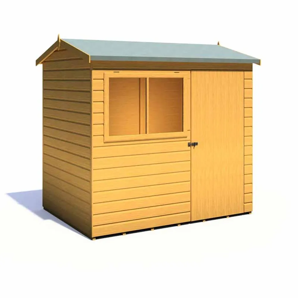 Shires Lewis 7 x 5 Feet Single Door Reverse Apex Style C Shed in Brown