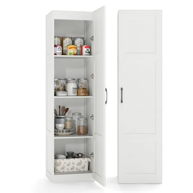 Costway 150 cm Tall Storage Cabinet 4-Tier Freestanding Floor Cabinet in White 4
