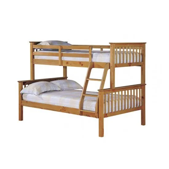 Trios Antique Wax Pine Finish Triple Sleeper Bunk Bed