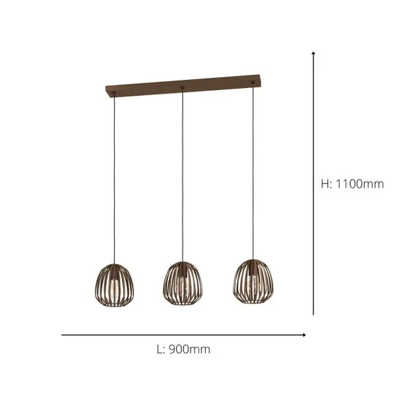 Return - EGLO Espinal Scandi 3 Light Adjustable Diner Ceiling Light 4