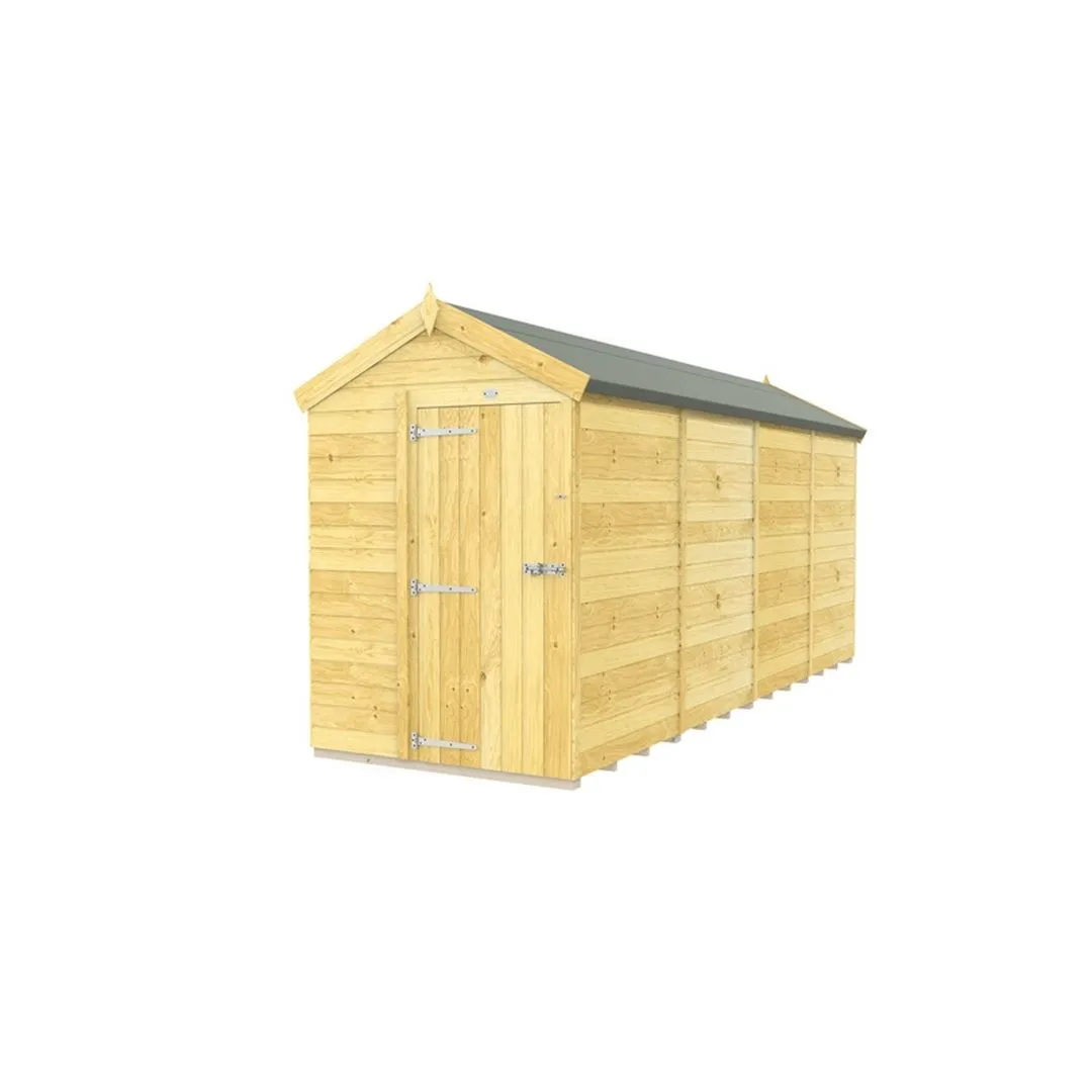 Buttercup Farm 5 x 16 Feet Apex Shed - Single Door W/O Window - L472 x W147 x H217 cm in Brown