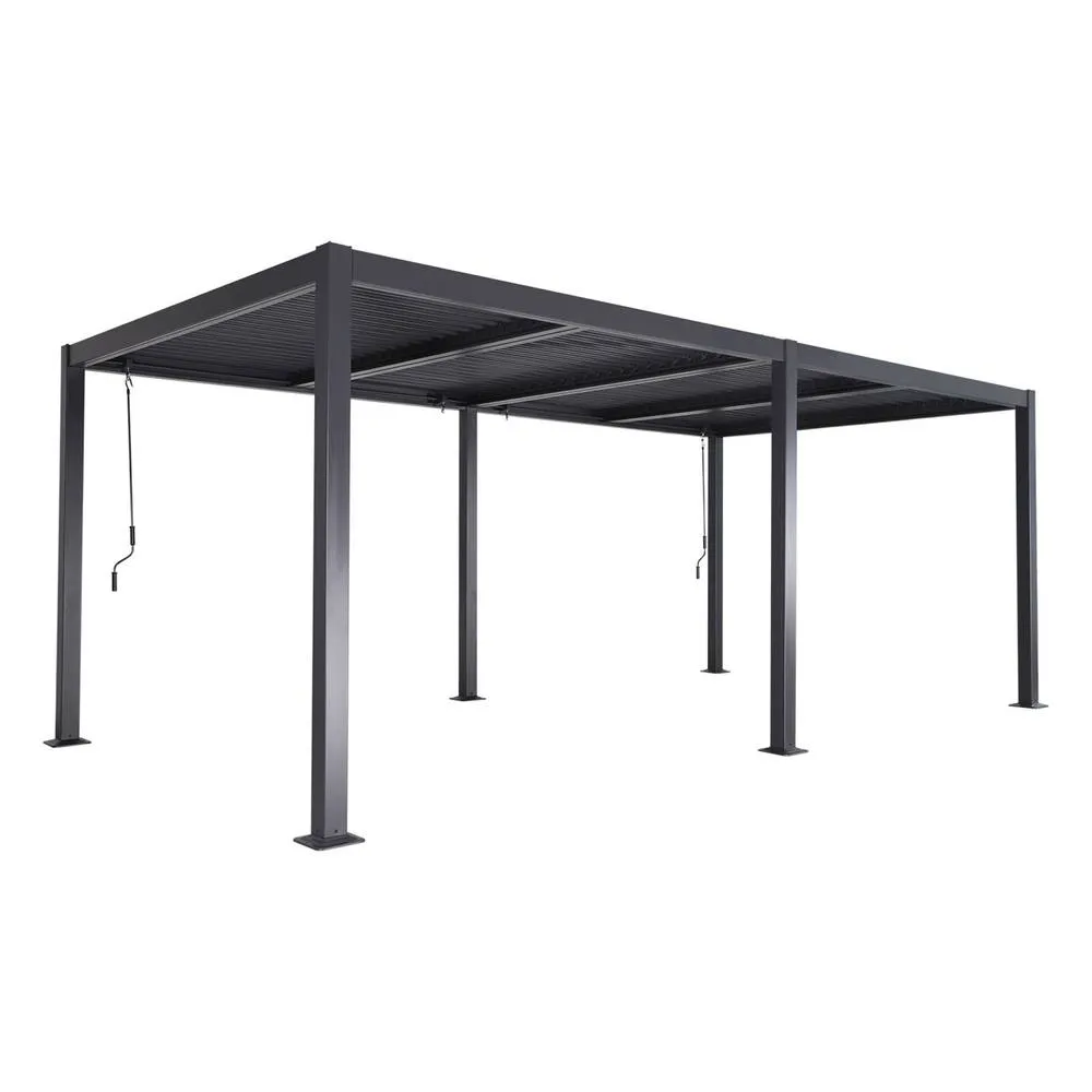 sweeek Louvered pergola aluminium & steel 6 x 3m in Dark Grey 2