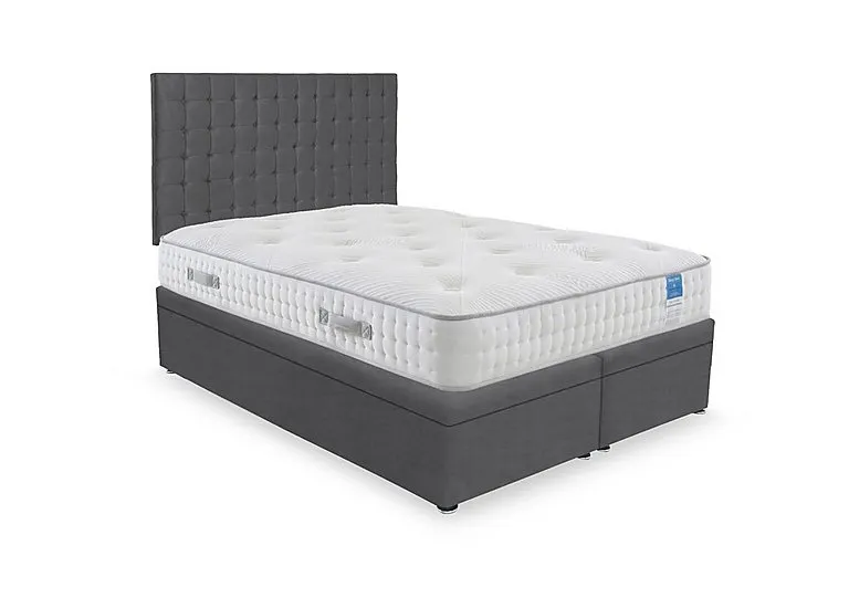 Ergo Deluxe Electric End Lift Ottoman Divan Set - Double - Plush Dark Grey