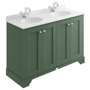 Bayswater Victrion Hunter Green Traditional Freestanding Vanity Unit & Grey Marble Top Basin - 1200mm