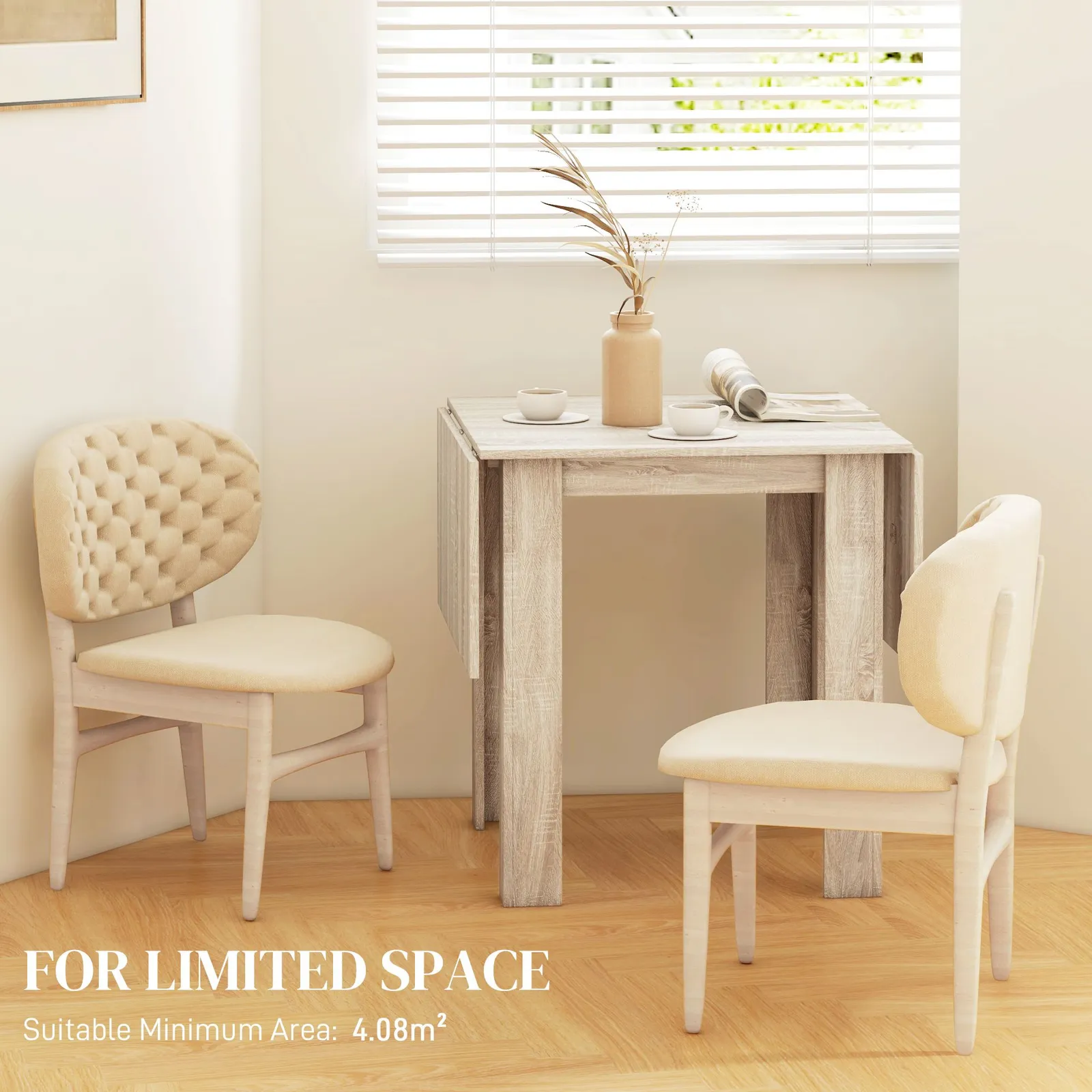 HOMCOM Extendable Kitchen Table Folding Dining Table for Small Space in Light Oak 6