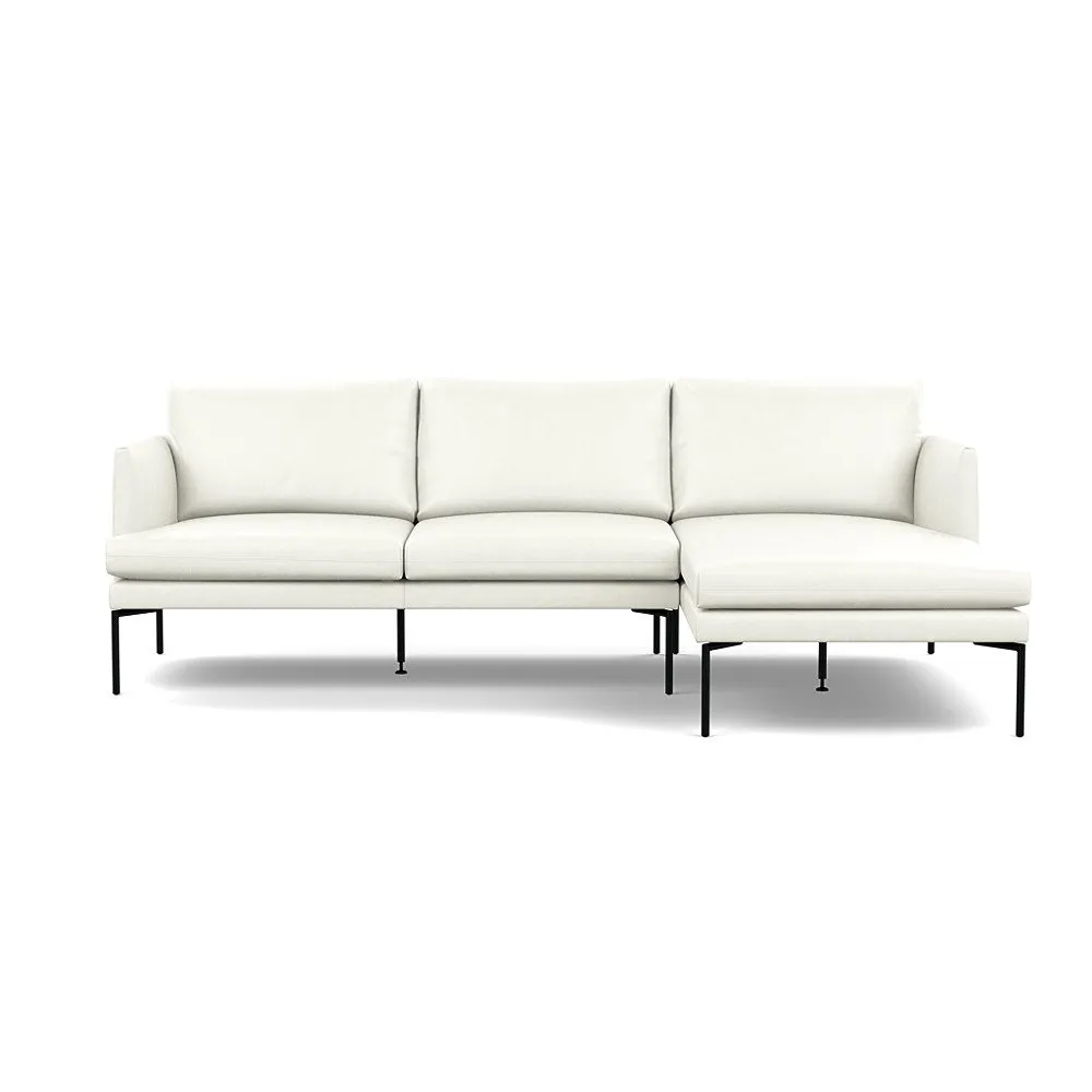 Heal's Matera Right Hand Facing Chaise Sofa Linea Leather Brown 680 Black Feet 1