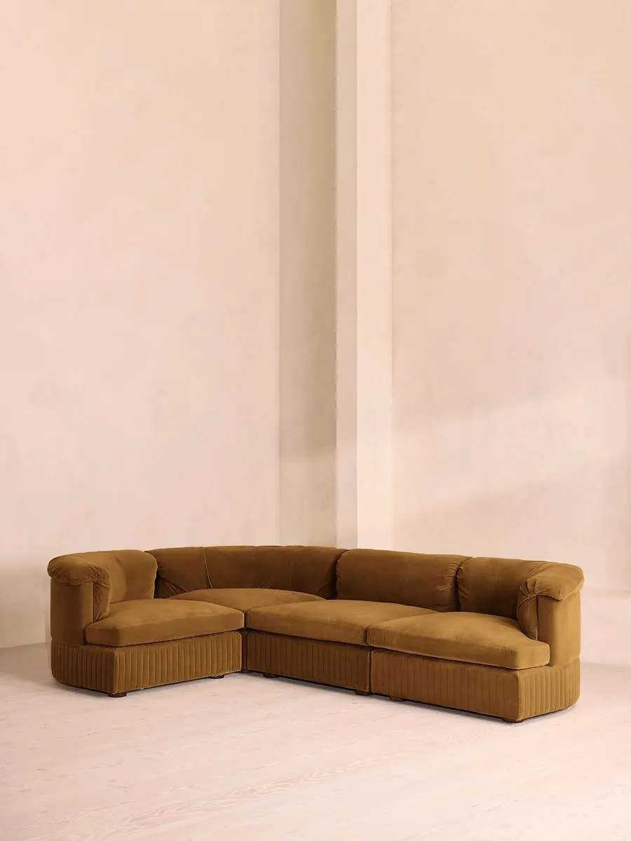 Oona Modular Sofa, L-Shape Sofa, Velvet Mustard