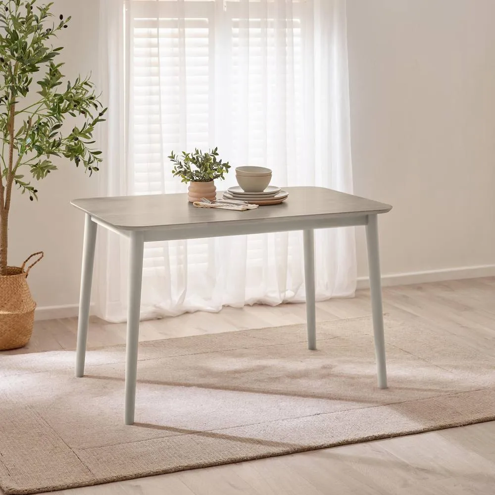 FurnitureboxUK Lynton Rectangular White & Grey Wood 4 Seater Dining Table