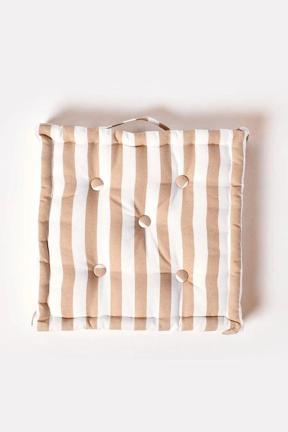 Homescapes Cotton Thick Stripe Floor Cushion in Beige 3