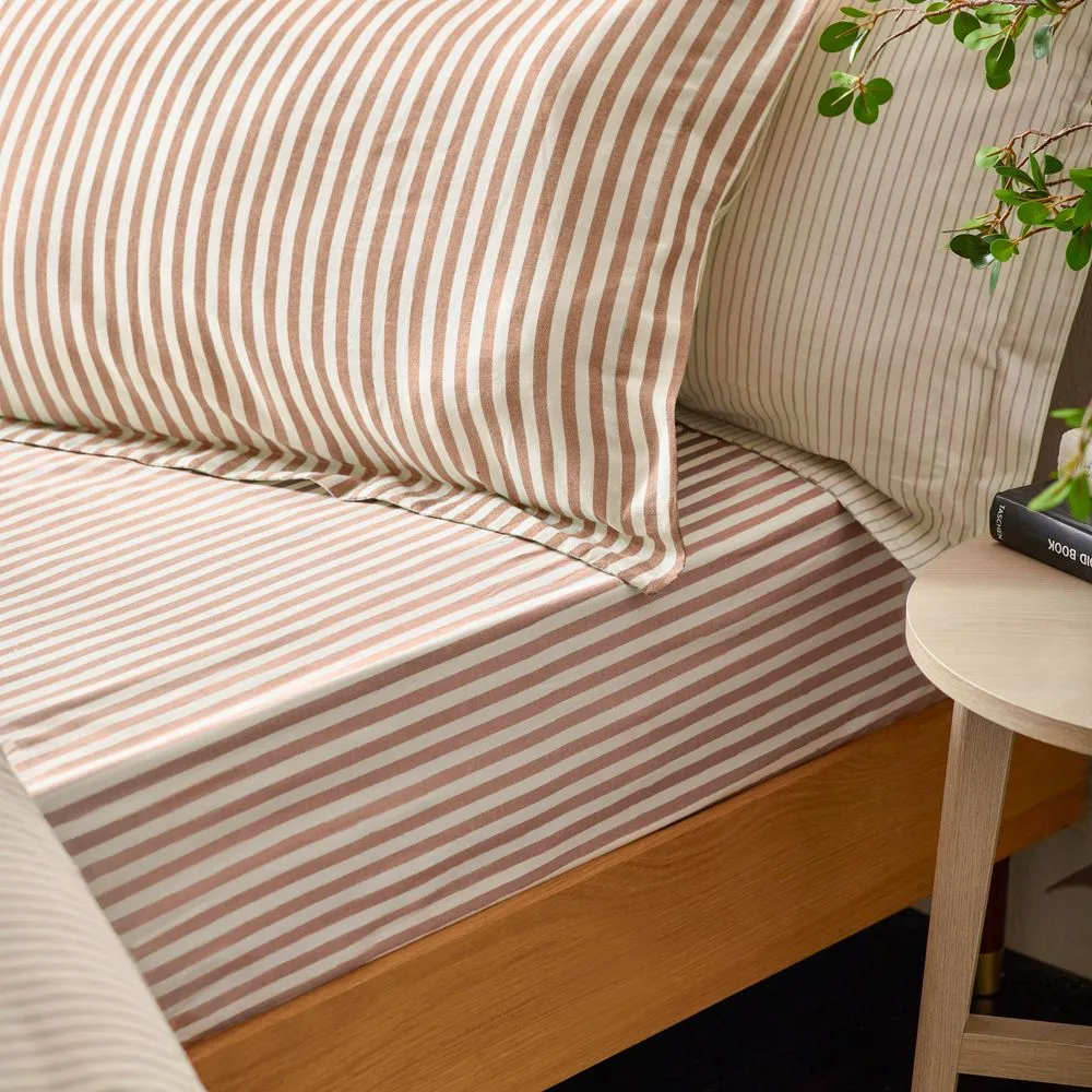 Yard Hebden Striped 100% Cotton Pillowcase Pair in Copper 2