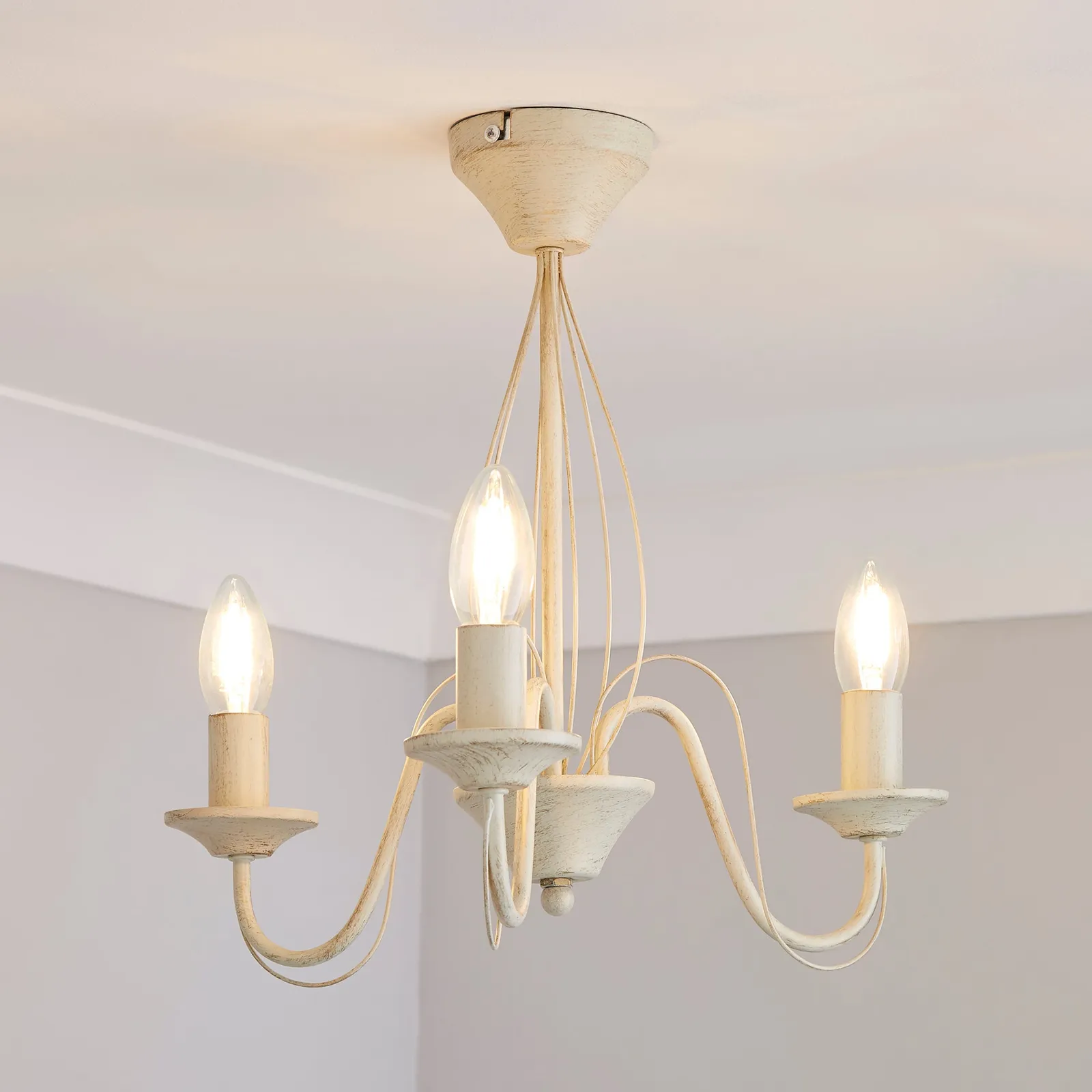 3 Light Candelabra Cream Ceiling Fitting Cream
