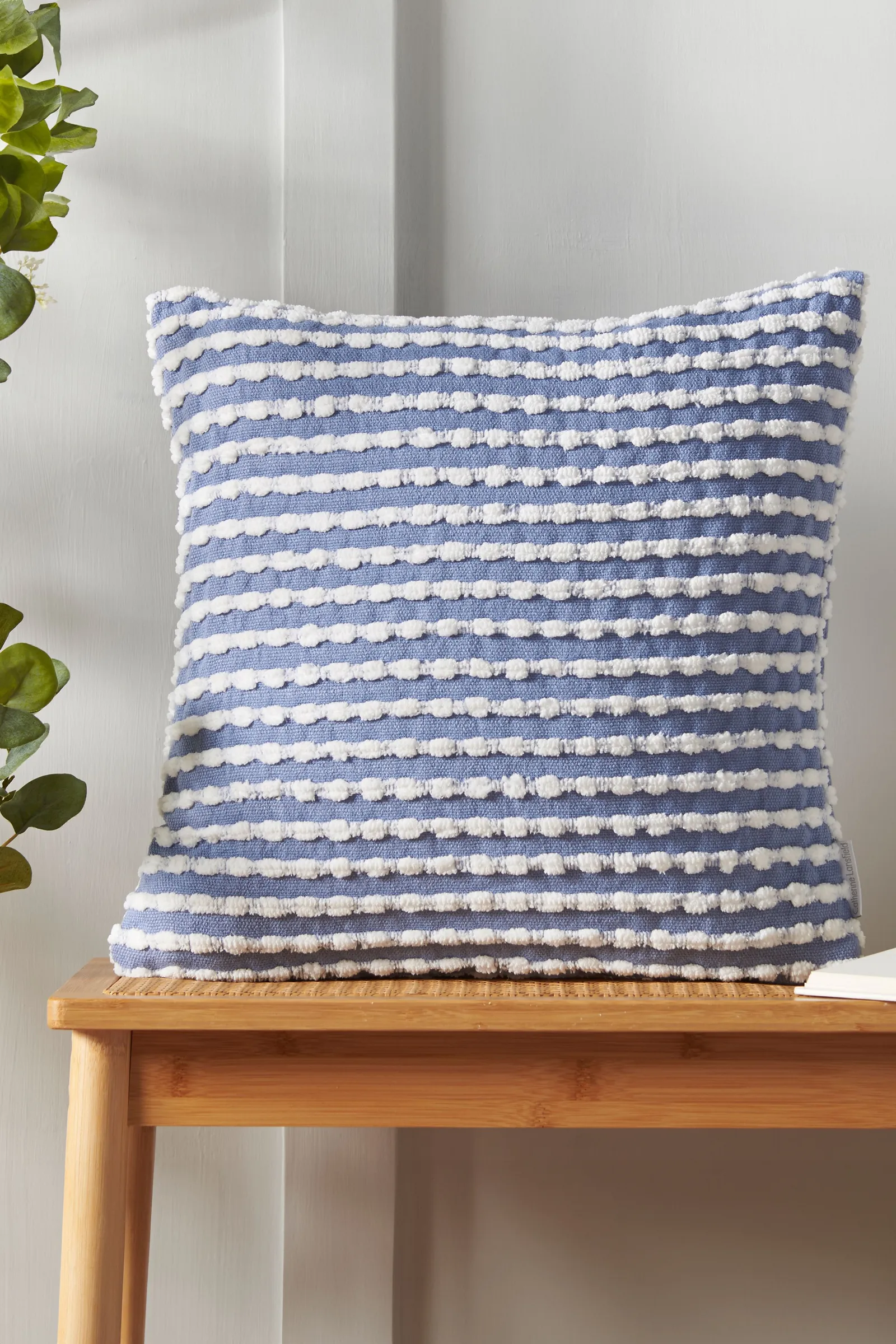 Catherine Lansfield 'Stab Stitch' Cushion in Blue