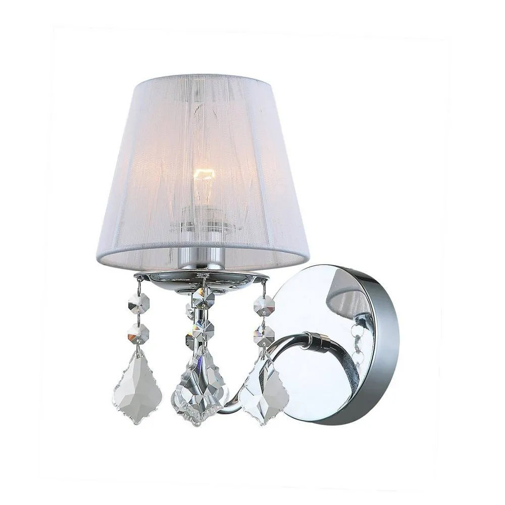Netlighting Wall Lamp Chrome White 1 Light with White Fabric Shade E14