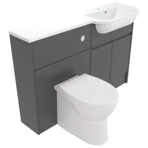 Deccado Clifton Charcoal Grey Right Hand 1200mm Slimline Fitted Vanity & Toilet Pan Unit Combination with Right Hand Basin 2