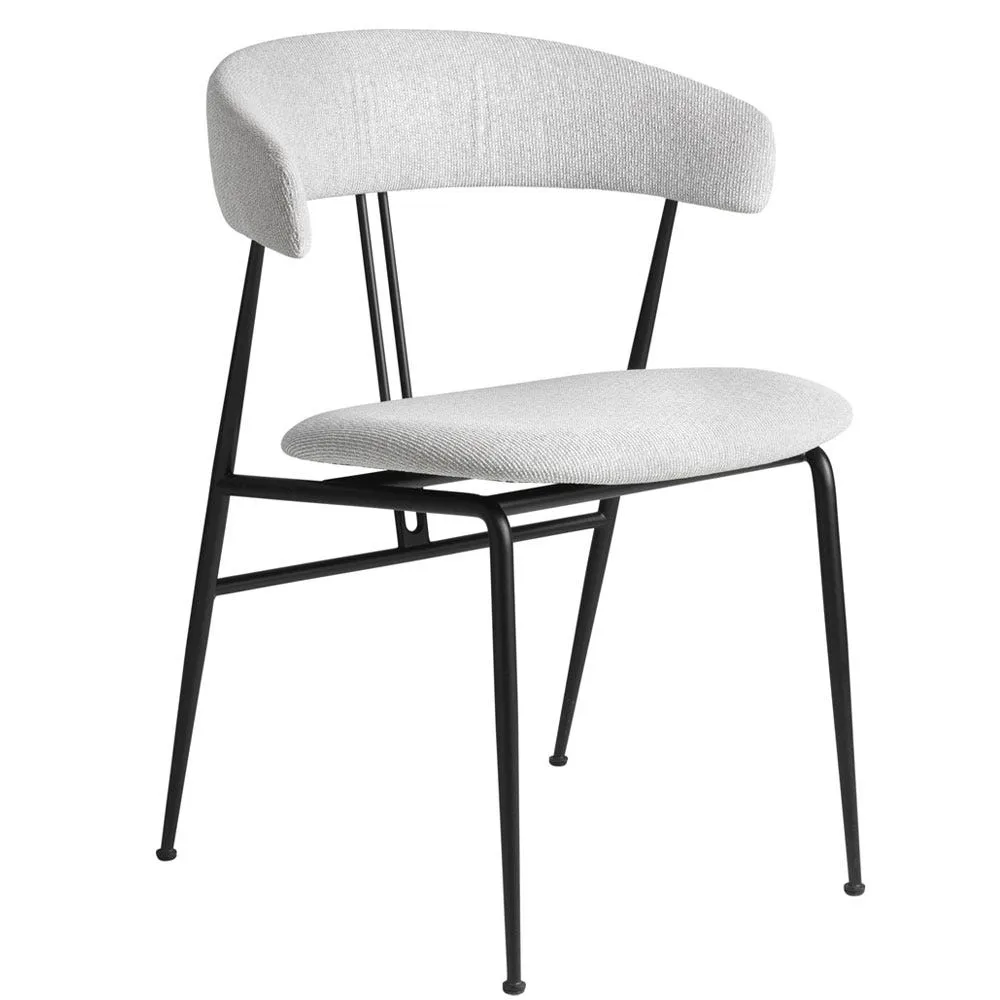 Gubi Violin Dining Chair Fully Upholstered in Tempt 60152 Black Matt Base 3