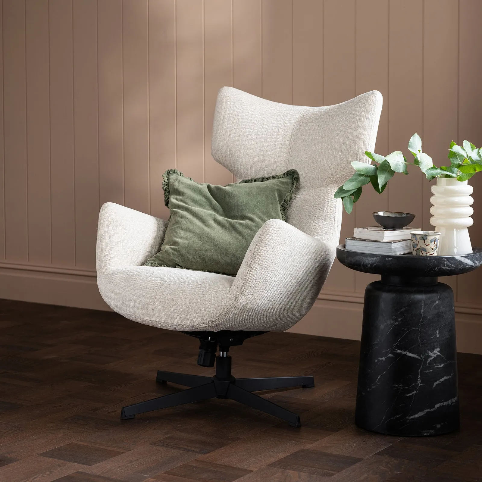 Pendock Beige Swivel Armchair, Neutral Fabric | Barker & Stonehouse 2