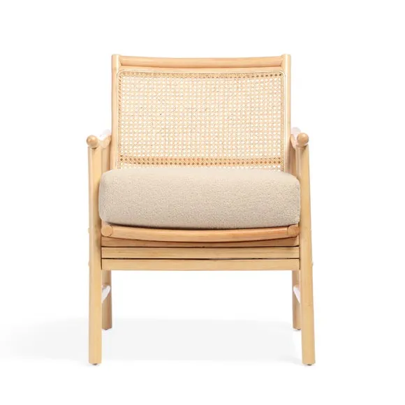 Desser Borneo Rattan Chair with Boucle Cushion 3