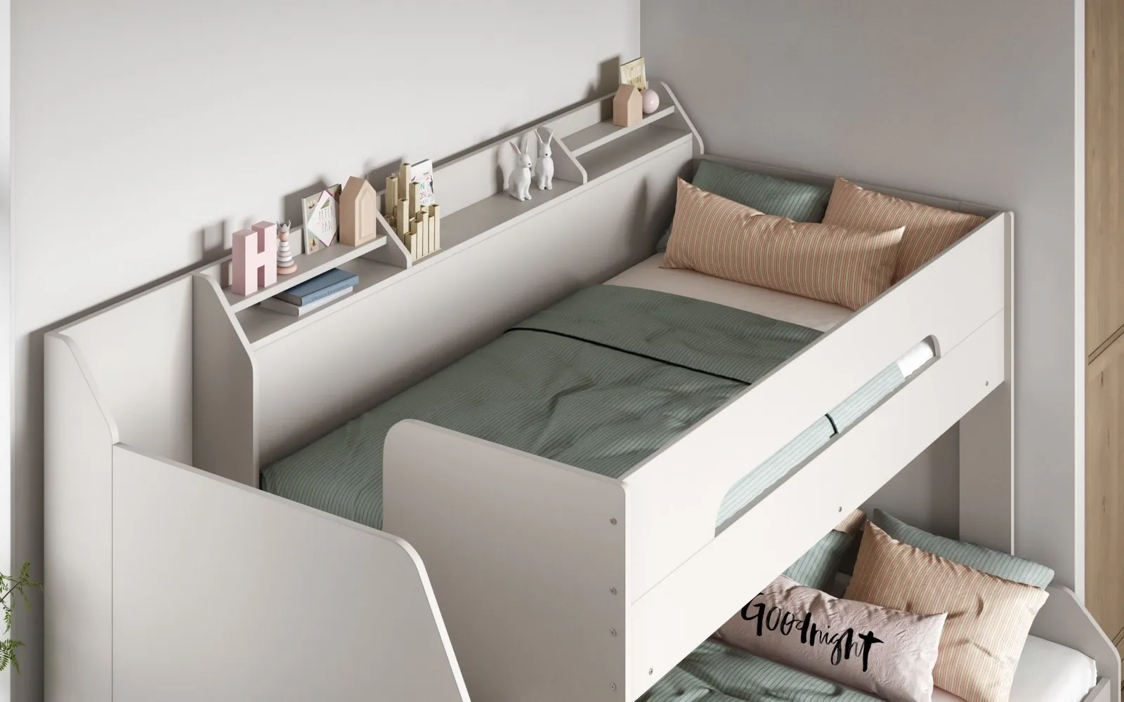 Flair Slick Staircase Triple Bunk Bed with Storage in White 5