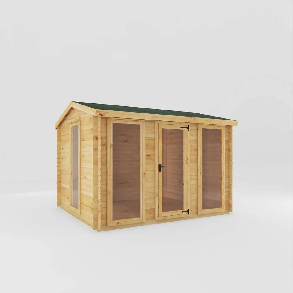 Mercia 3.5 x 3 m Reverse Apex Log Cabin - 19 mm - L313.4 x W352.8 x H259.5 cm in Light Tan