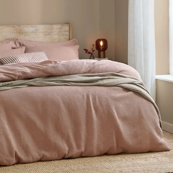 Yard Hebden Waffle 100% Cotton Duvet Cover & Pillowcase Set 3