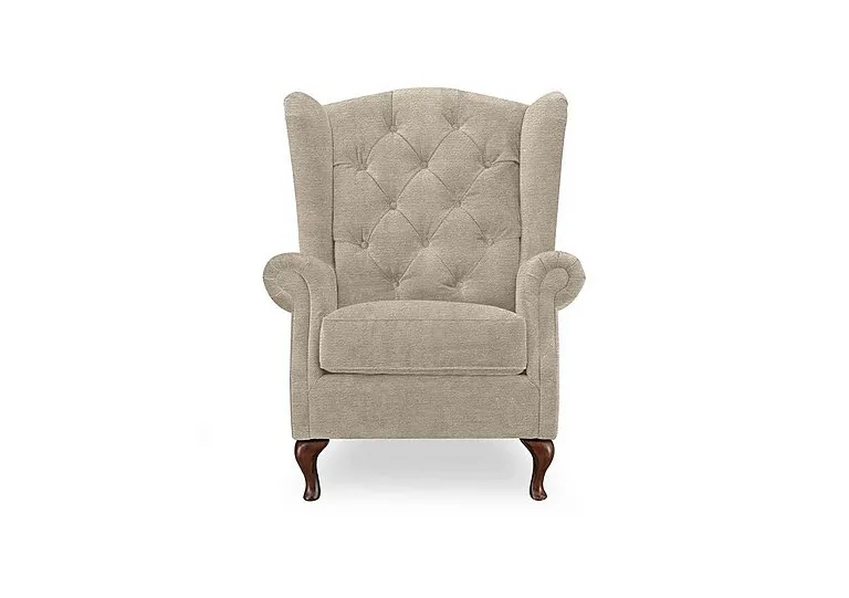 Harriet Fabric Wing Chair with Walnut Feet