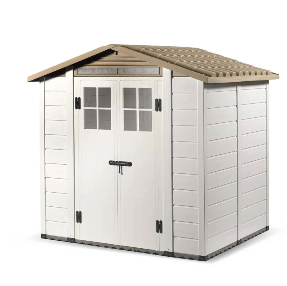 Shires Tuscany Evo 6'6"x5'4" 200 Apex Plastic Shed Double Door with 2 Windows in White