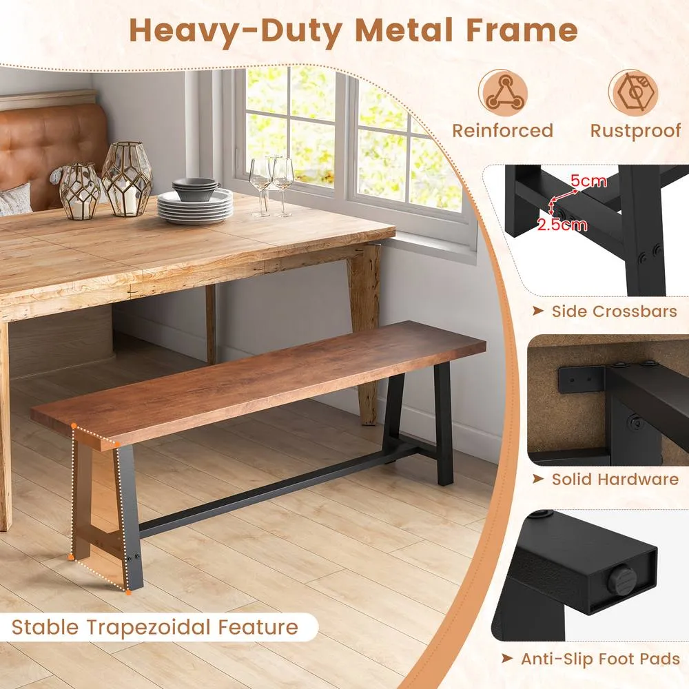 Costway 153CM Dining Bench Wooden 3 Person Entryway Shoe Bench 6