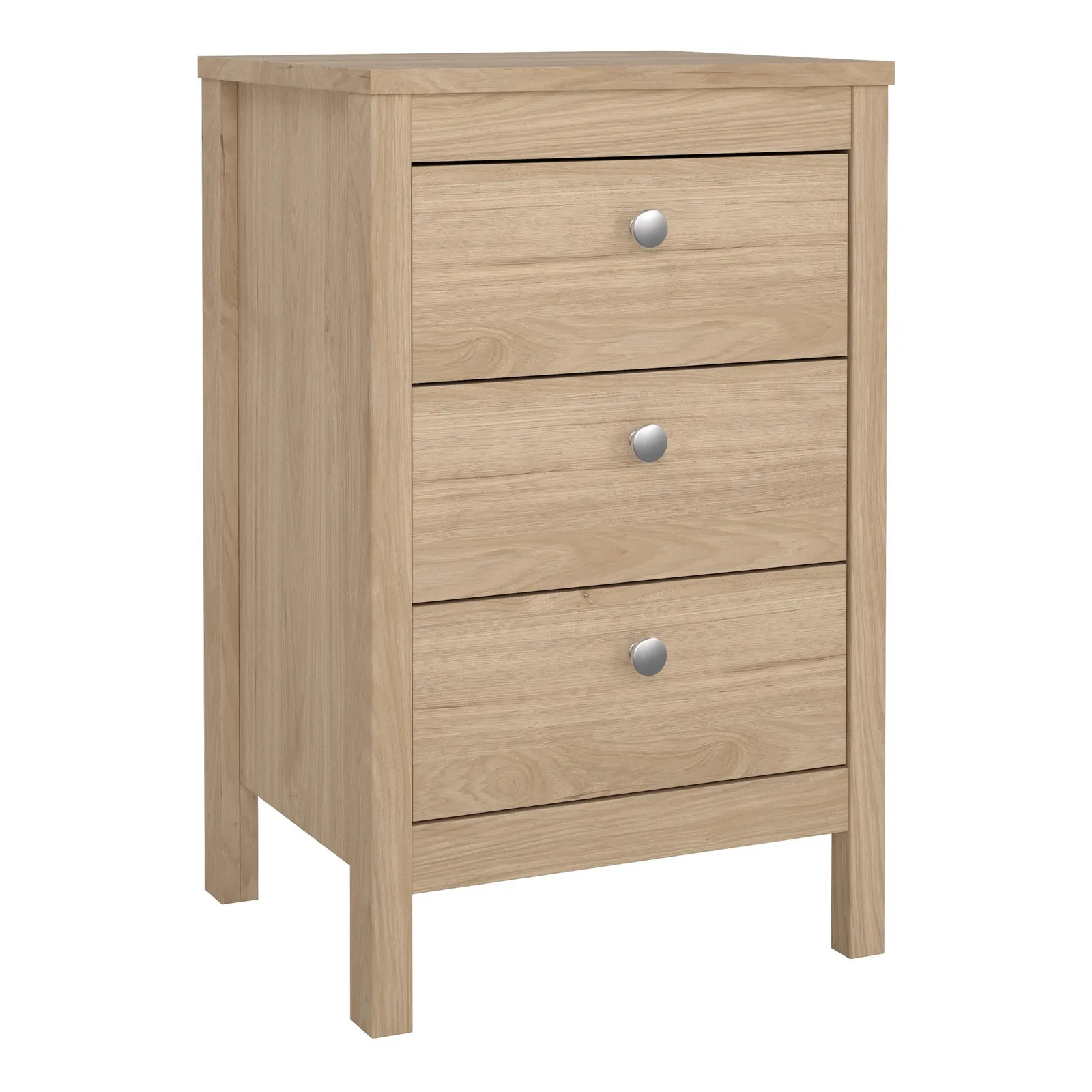 Furniture To Go Madrid Bedside Table 3 Drawers in Jackson Hickory Oak in Light Oak
