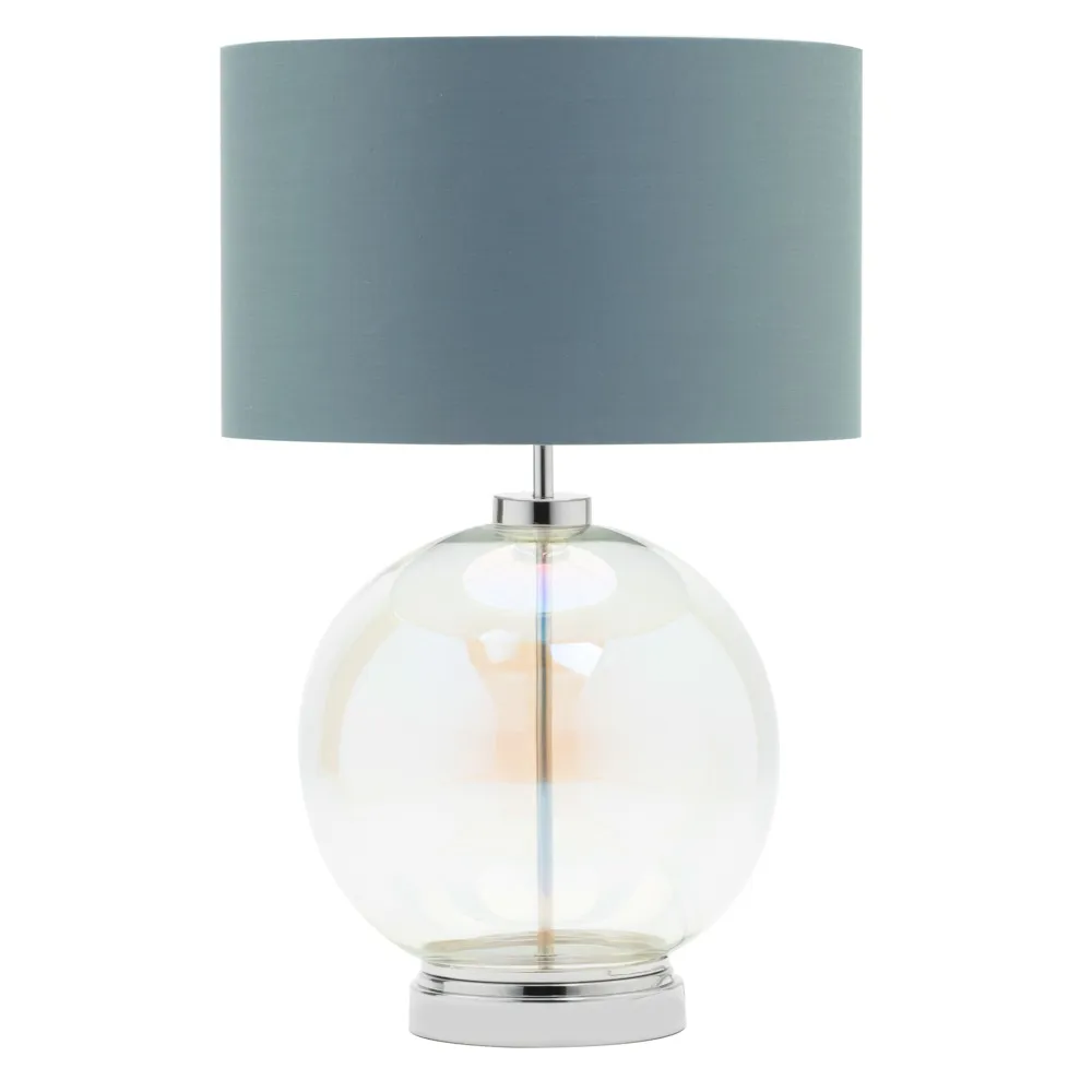 Metro Iridescent Glass Sphere Table Lamp, Nickel and Grey