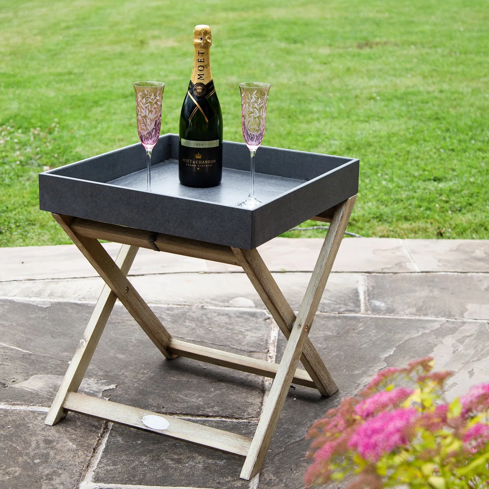 Grey and Gold Butler Tray Grey