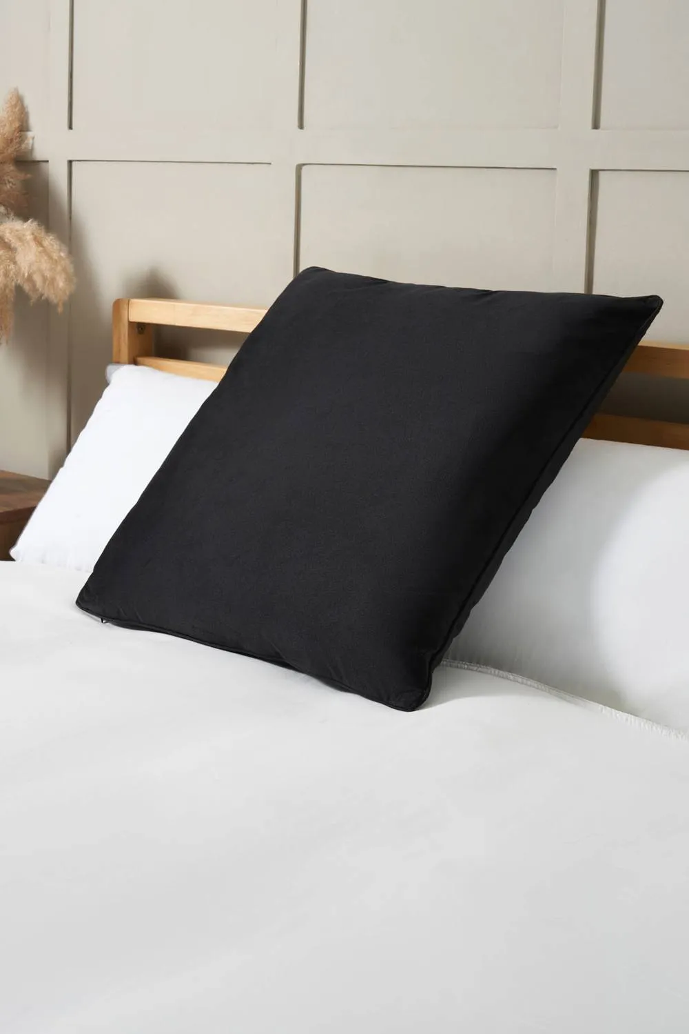 BHS Large Velour Piped Cushion in Black 1