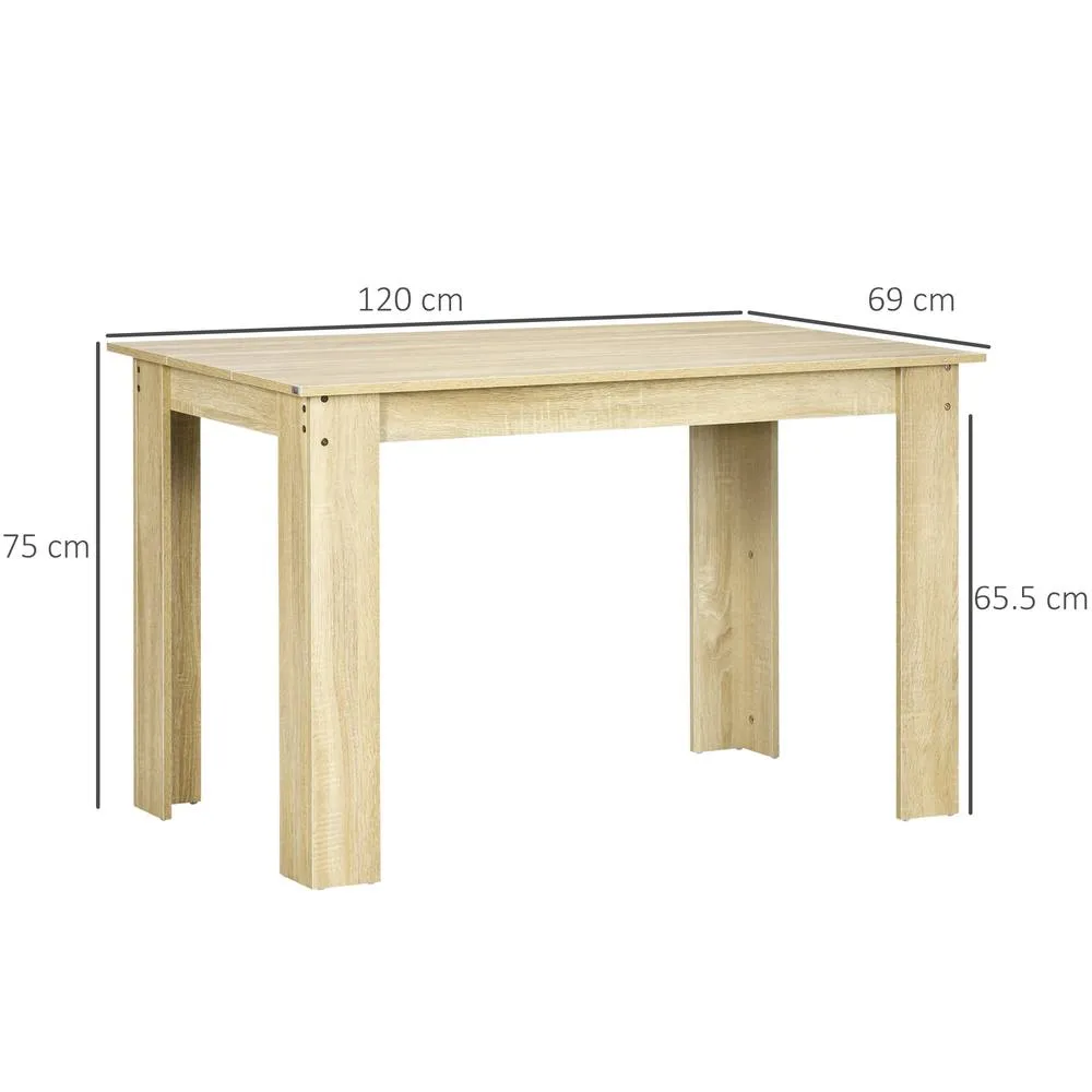 HOMCOM Dining Table for 4-6 People, Wood Effect Tabletop in Light Oak 3