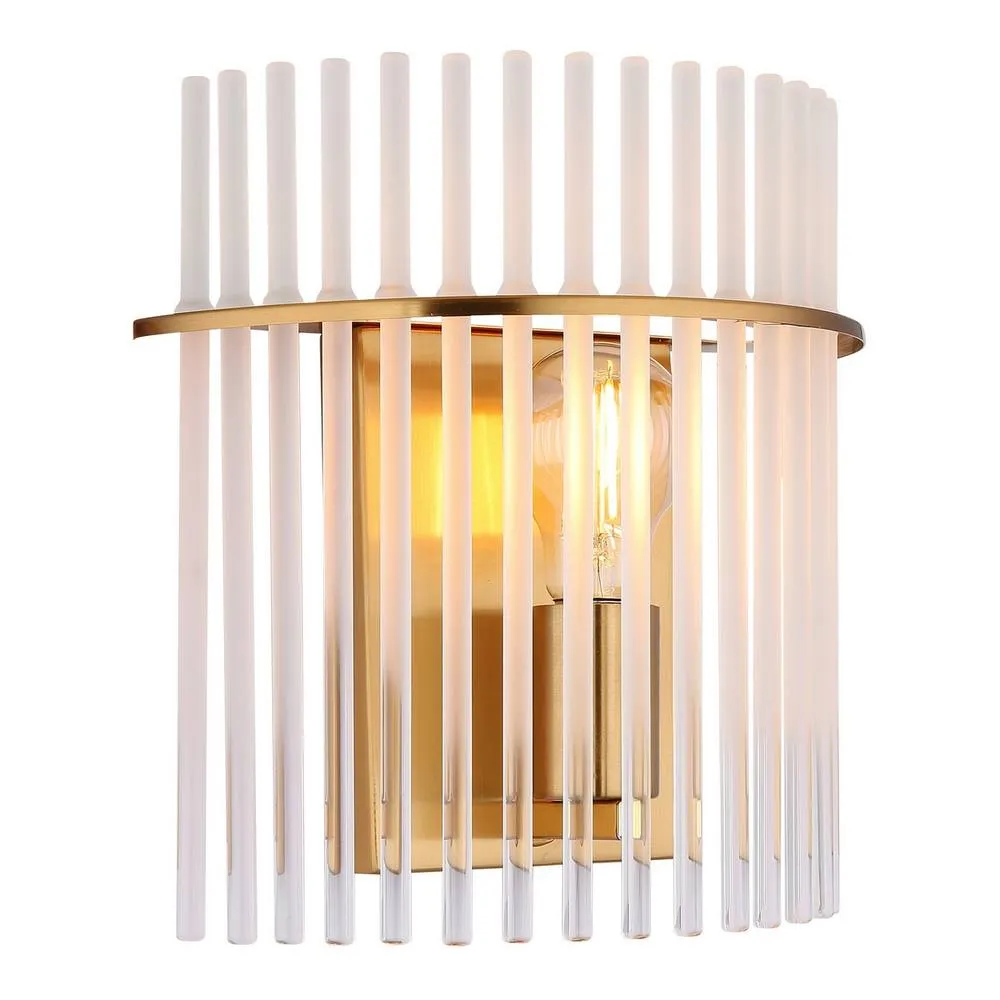 Netlighting Gorley Wall Lamp Gold Colours Matt Opal Glass Shade 1x E27