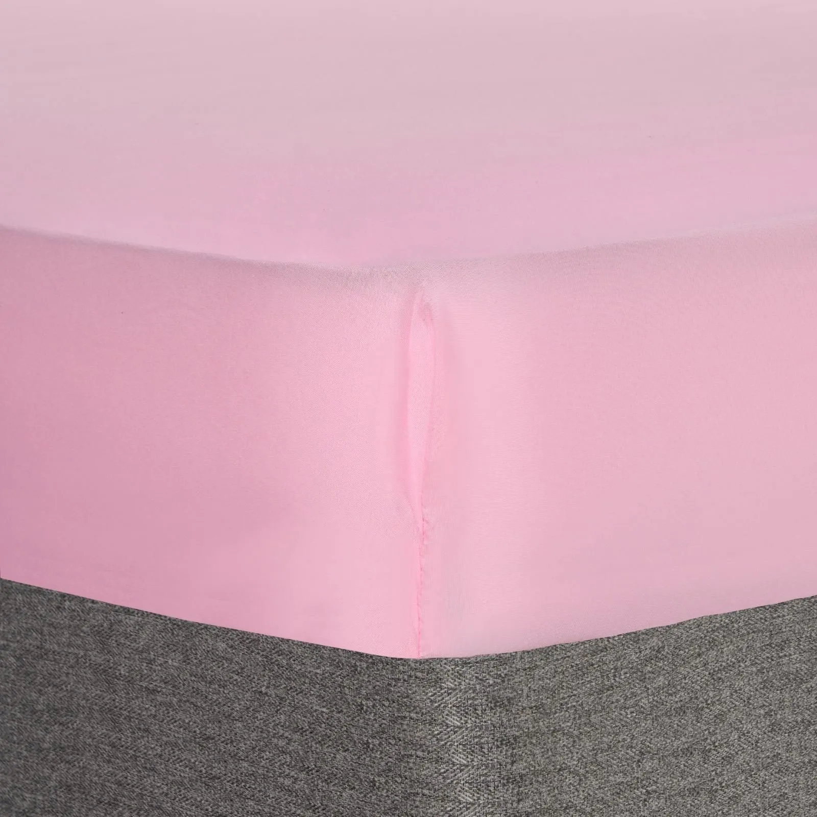 OHS Plain Dyed Non-Iron Fitted Bed Sheet in Pink | Size: Single Fitted