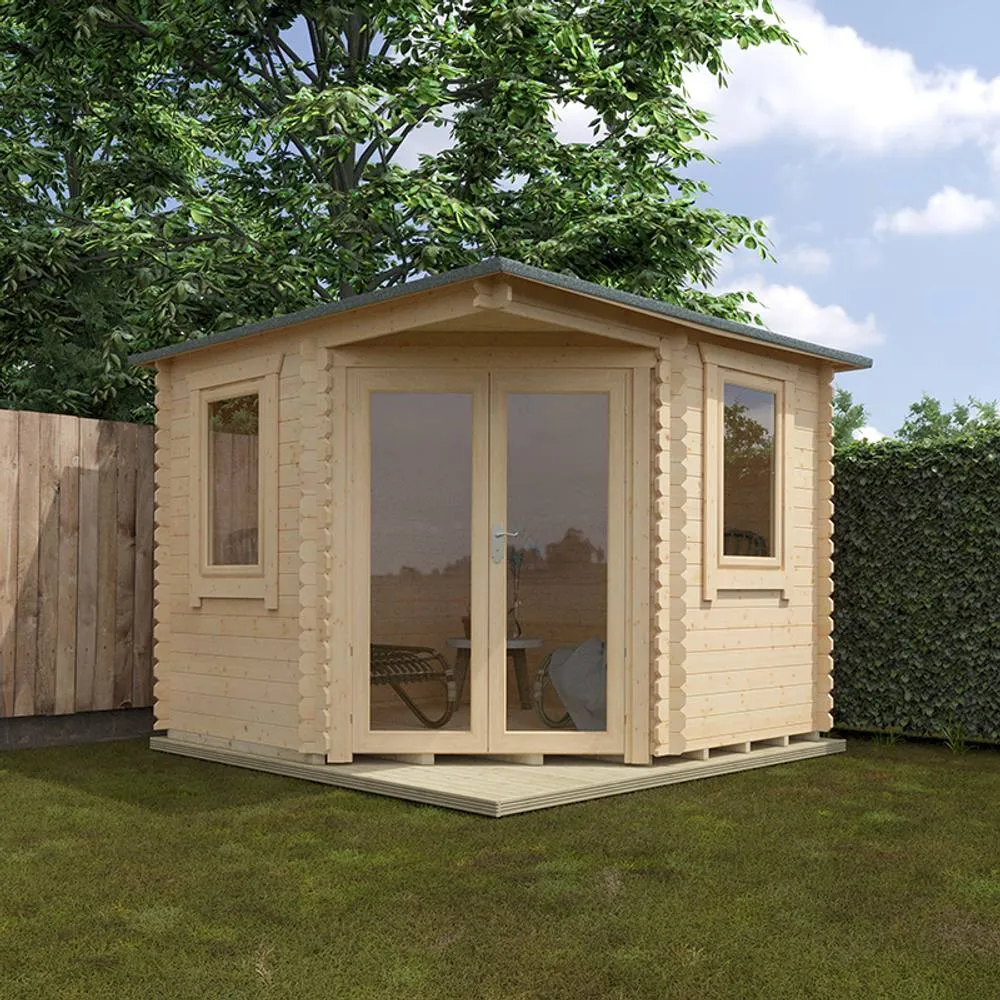 Buttercup Farm 10x10 The Bradwell 28mm Cabin - L295 x W295 x H272.6 cm in Natural 3